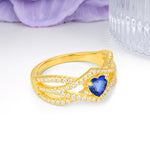 Unique Pavé Setting Surrounding a 3-Prong, Heart-Cut Sapphire Engagement Ring - Additional view