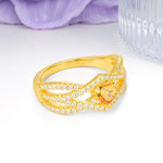Unique Pavé Setting Surrounding a 3-Prong, Heart-Cut Citrine Engagement Ring - Additional view