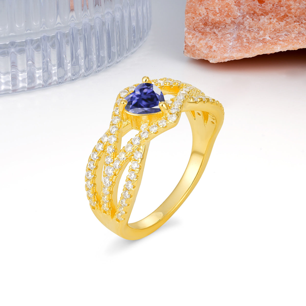 Unique Pavé Setting Surrounding a 3-Prong, Heart-Cut Tanzanite Engagement Ring - Additional view