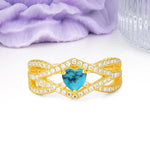 Unique Pavé Setting Surrounding a 3-Prong, Heart-Cut Turquoise Engagement Ring - Additional view