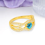 Unique Pavé Setting Surrounding a 3-Prong, Heart-Cut Turquoise Engagement Ring - Additional view