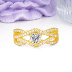 Unique Pavé Setting Surrounding a 3-Prong, Heart-Cut Lab Diamond Engagement Ring - Additional view