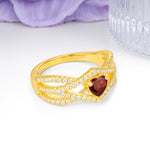 Unique Pavé Setting Surrounding a 3-Prong, Heart-Cut Garnet Engagement Ring - Additional view