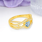Unique Pavé Setting Surrounding a 3-Prong, Heart-Cut Aquamarine Engagement Ring - Additional view