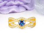 Unique Pavé Setting Surrounding a 3-Prong, Heart-Cut Alexandrite Engagement Ring - Additional view