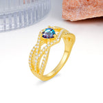 Unique Pavé Setting Surrounding a 3-Prong, Heart-Cut Alexandrite Engagement Ring - Additional view