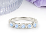 Luxurious Pavé-Set Diamonds, Classic 2-Prong Round Cut Moonstone Wedding Ring - Additional view