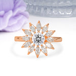 Luxurious Classic Flower-Shaped 12-Prong Round Cut Lab Diamond Engagement Ring - Additional view
