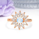 Luxurious Classic Flower-Shaped 12-Prong Round Cut Moonstone Engagement Ring - Additional view