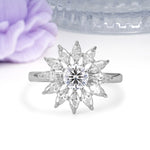 Luxurious Classic Flower-Shaped 12-Prong Round Cut Lab Diamond Engagement Ring - Additional view