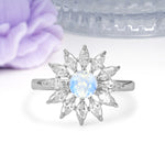 Luxurious Classic Flower-Shaped 12-Prong Round Cut Moonstone Engagement Ring - Additional view