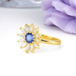 Luxurious Classic Flower-Shaped 12-Prong Round Cut Sapphire Engagement Ring - Additional view