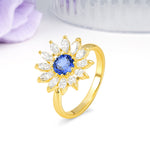 Luxurious Classic Flower-Shaped 12-Prong Round Cut Sapphire Engagement Ring - Additional view