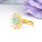 Luxurious Classic Flower-Shaped 12-Prong Round Cut Fire Opal Engagement Ring - Additional view