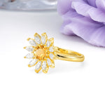 Luxurious Classic Flower-Shaped 12-Prong Round Cut Citrine Engagement Ring - Additional view