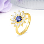 Luxurious Classic Flower-Shaped 12-Prong Round Cut Tanzanite Engagement Ring - Additional view