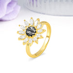 Luxurious Classic Flower-Shaped 12-Prong Round Cut Black Rutilated Quartz Engagement Ring - Additional view