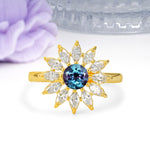 Luxurious Classic Flower-Shaped 12-Prong Round Cut Alexandrite Engagement Ring - Additional view