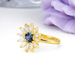 Luxurious Classic Flower-Shaped 12-Prong Round Cut Alexandrite Engagement Ring - Additional view