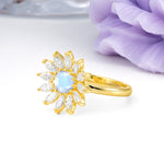 Luxurious Classic Flower-Shaped 12-Prong Round Cut Moonstone Engagement Ring - Additional view