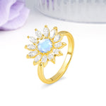 Luxurious Classic Flower-Shaped 12-Prong Round Cut Moonstone Engagement Ring - Additional view