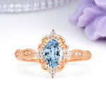Luxurious Vintage 4-Prong Oval Cut Aquamarine Engagement Ring - Additional view