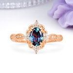 Luxurious Vintage 4-Prong Oval Cut Alexandrite Engagement Ring - Additional view