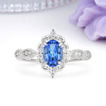 Luxurious Vintage 4-Prong Oval Cut Sapphire Engagement Ring - Additional view