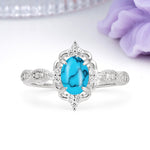 Luxurious Vintage 4-Prong Oval Cut Turquoise Engagement Ring - Additional view
