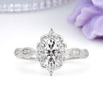 Luxurious Vintage 4-Prong Oval Cut Lab Diamond Engagement Ring - Additional view