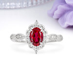 Luxurious Vintage 4-Prong Oval Cut Ruby Engagement Ring - Additional view