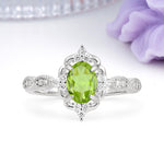 Luxurious Vintage 4-Prong Oval Cut Peridot Engagement Ring - Additional view