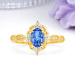 Luxurious Vintage 4-Prong Oval Cut Sapphire Engagement Ring - Additional view