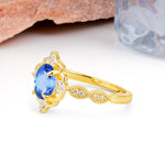 Luxurious Vintage 4-Prong Oval Cut Sapphire Engagement Ring - Additional view