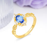 Luxurious Vintage 4-Prong Oval Cut Sapphire Engagement Ring - Additional view
