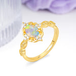Luxurious Vintage 4-Prong Oval Cut Fire Opal Engagement Ring - Additional view