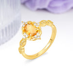 Luxurious Vintage 4-Prong Oval Cut Citrine Engagement Ring - Additional view