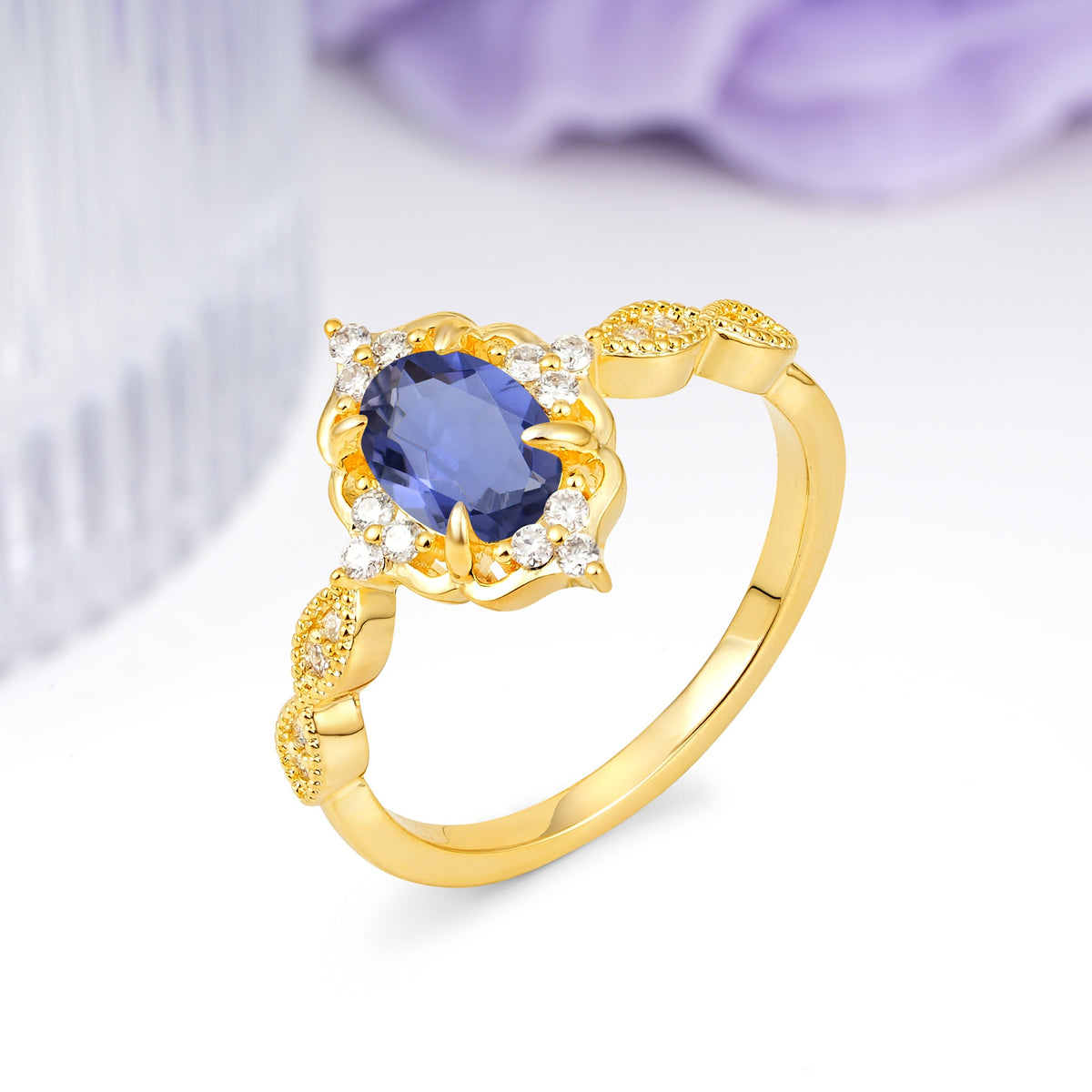 Luxurious Vintage 4-Prong Oval Cut Tanzanite Engagement Ring - Additional view