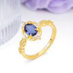 Luxurious Vintage 4-Prong Oval Cut Tanzanite Engagement Ring - Additional view