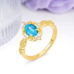Luxurious Vintage 4-Prong Oval Cut Turquoise Engagement Ring - Additional view