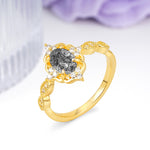 Luxurious Vintage 4-Prong Oval Cut Black Rutilated Quartz Engagement Ring - Additional view