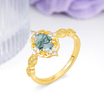 Luxurious Vintage 4-Prong Oval Cut Moss Agate Engagement Ring - Additional view
