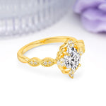 Luxurious Vintage 4-Prong Oval Cut Lab Diamond Engagement Ring - Additional view