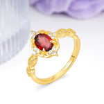 Luxurious Vintage 4-Prong Oval Cut Garnet Engagement Ring - Additional view