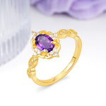 Luxurious Vintage 4-Prong Oval Cut Amethyst Engagement Ring - Additional view