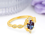 Luxurious Vintage 4-Prong Oval Cut Alexandrite Engagement Ring - Additional view
