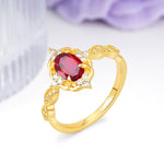 Luxurious Vintage 4-Prong Oval Cut Ruby Engagement Ring - Additional view