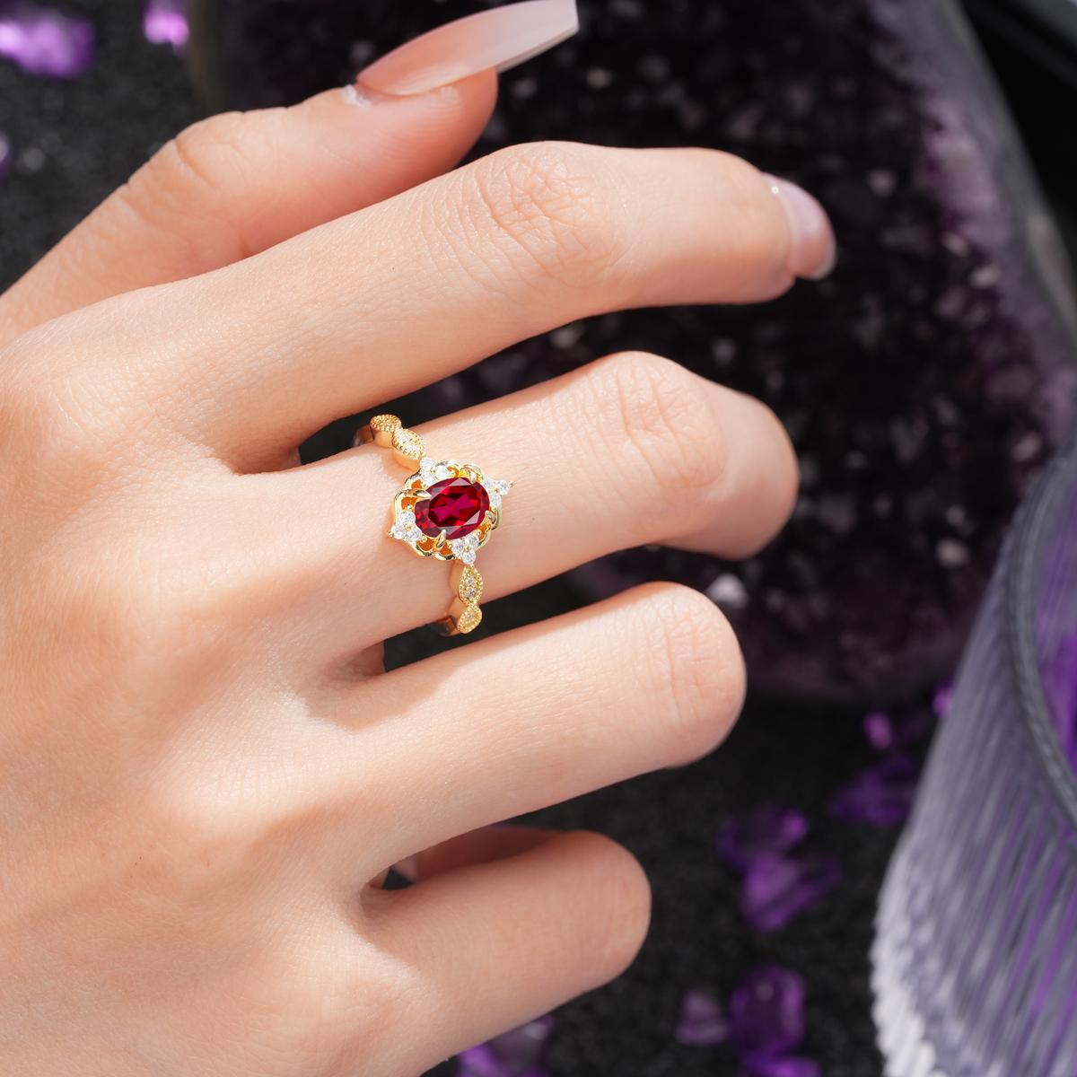 Luxurious Vintage 4-Prong Oval Cut Ruby Engagement Ring