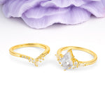 Classic, Luxurious 5-Prong Kite Cut Moissanite Bridal Ring Set - Additional view