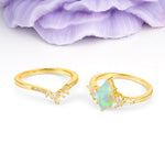 Classic, Luxurious 5-Prong Kite Cut Fire Opal Bridal Ring Set - Additional view